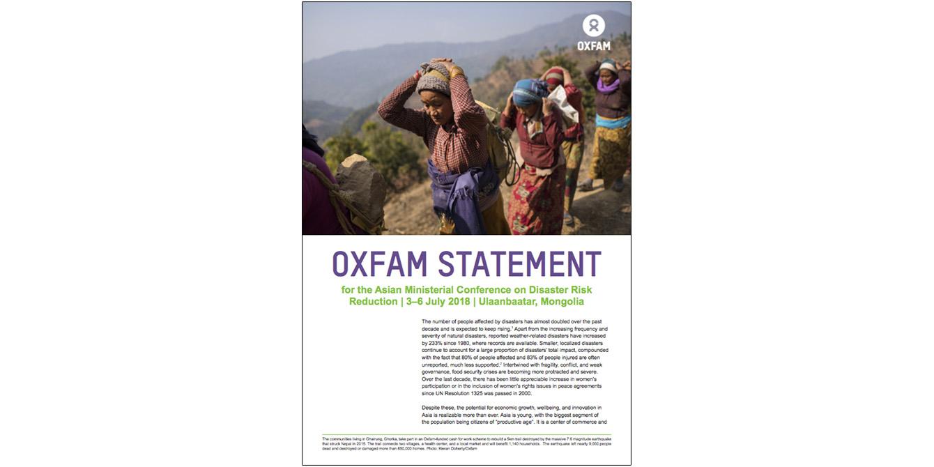 Oxfam in Asia - Asia Resilience Hub - Statement: AMCDRR 2018 Oxfam in Asia - Asia Resilience Hub - Statement: AMCDRR 2018