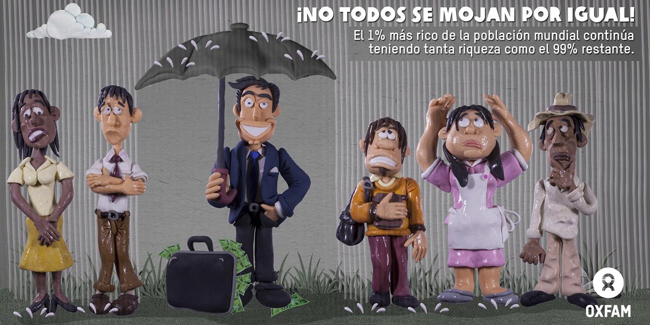 El 82% de la riqueza mundial generada durante el pasado año fue a parar a manos del 1% más rico de la población mundial, mientras el 50% más pobre –3 700 millones de personas– no se benefició lo más mínimo de dicho crecimiento.