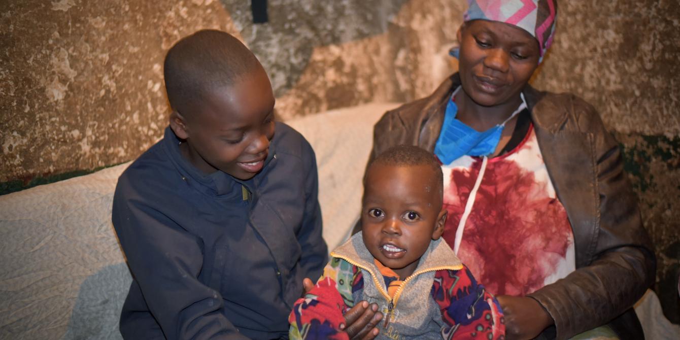 Beatrice Mbendo with daughter Ashley (left) and son Ryan (right)