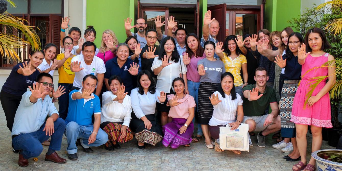 Oxfam in Laos team together with supporters from Belgium