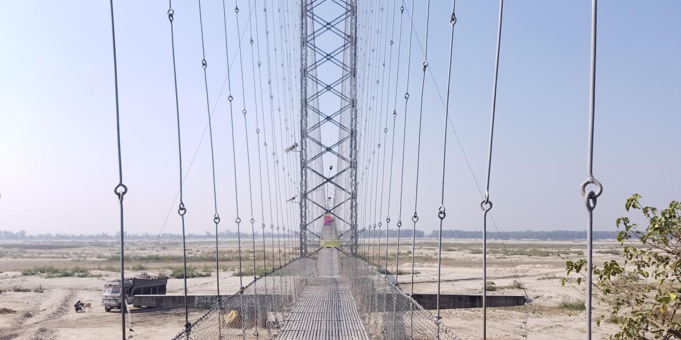 A view of Dhodhara Suspension Bridge. Photo: Grishma Raj Aryal/Oxfam A view of Dhodhara Suspension Bridge. Photo: Grishma Raj Aryal/Oxfam
