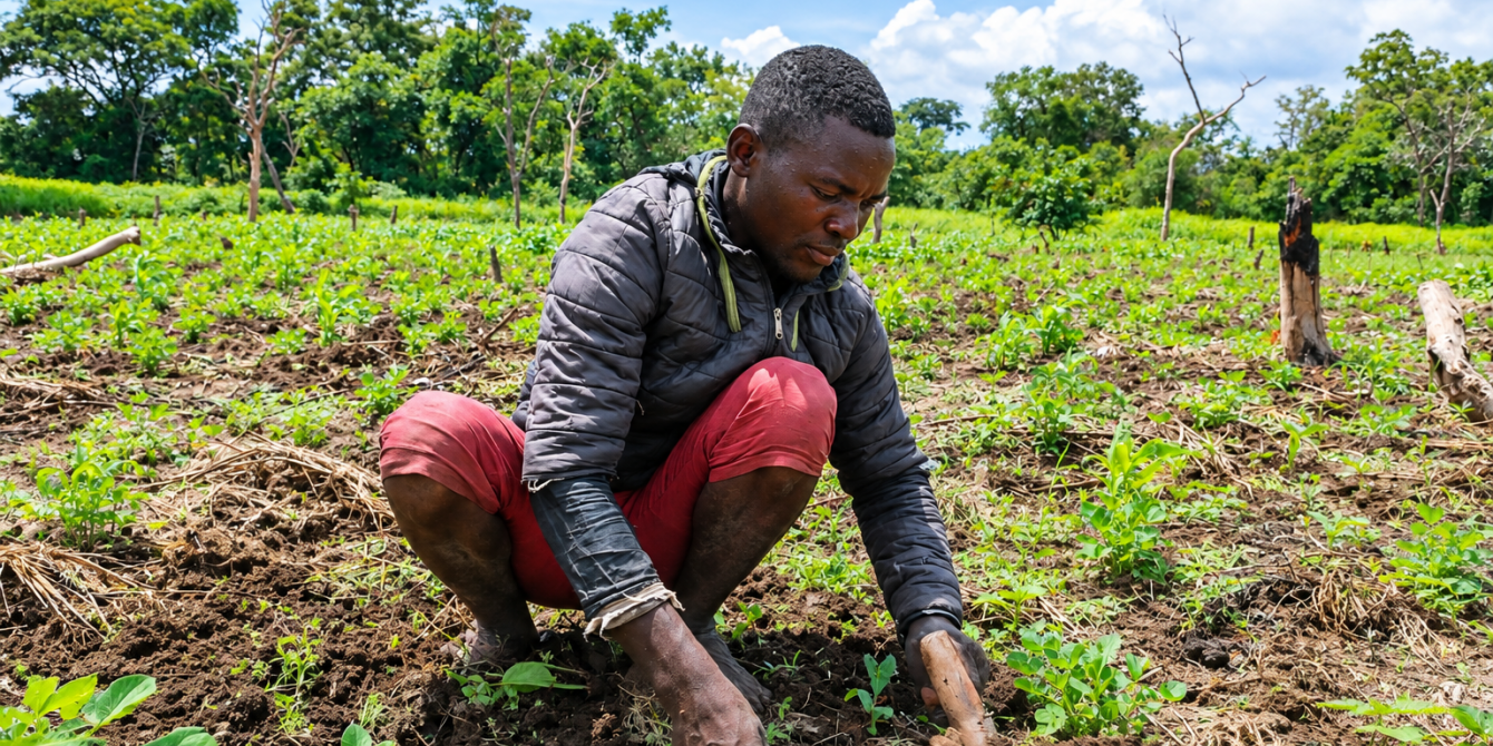 Therry débroussaille son champ avec l’accompagnement et le suivi des Relais Techniques Agricoles (RTA), pour favoriser de bonnes pratiques agricoles et améliorer sa production dans le quartier Nouvelle Base, à Mbrès/ @David Herson Ningatoloum Boul Thierry débroussaille son champ avec l’accompagnement et le suivi des Relais Techniques Agricoles (RTA), pour favoriser de bonnes pratiques agricoles et améliorer sa production dans le quartier Nouvelle Base, à Mbrès/ @David Herson Ningatoloum Boul