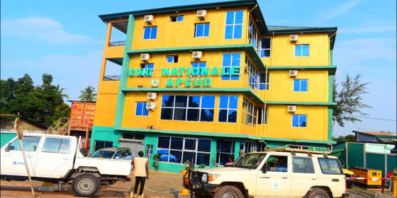 Bureau de coordination nationale actuel de APSUD (Bangui-RCA). Crédit photo : Nelson BIZZO/Oxfam- RCA
