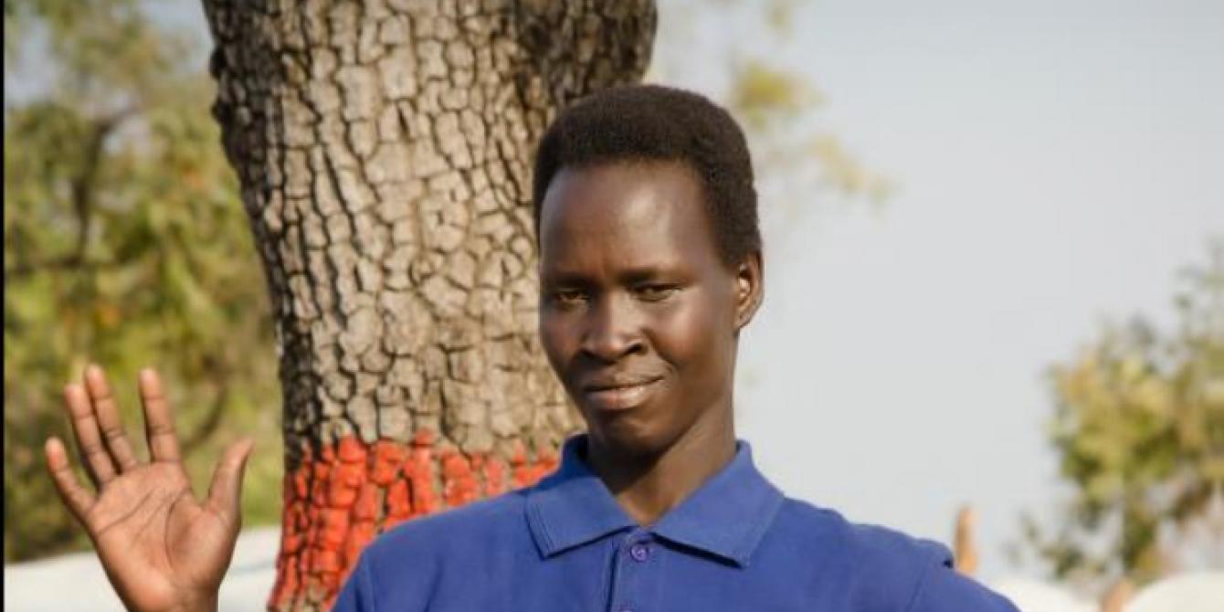 Jackie Lye, a South Sudan refugee now working with Oxfam as a hygiene promoter. Photo credit:Oxfam