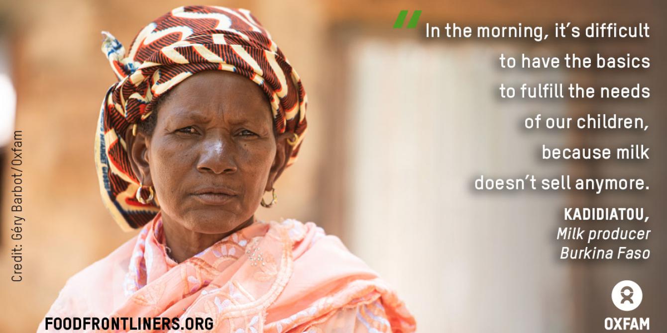 Although Kadidiatou is a milk producer, she can't fulfill the needs of her children. Credit: Géry Barbot/Oxfam