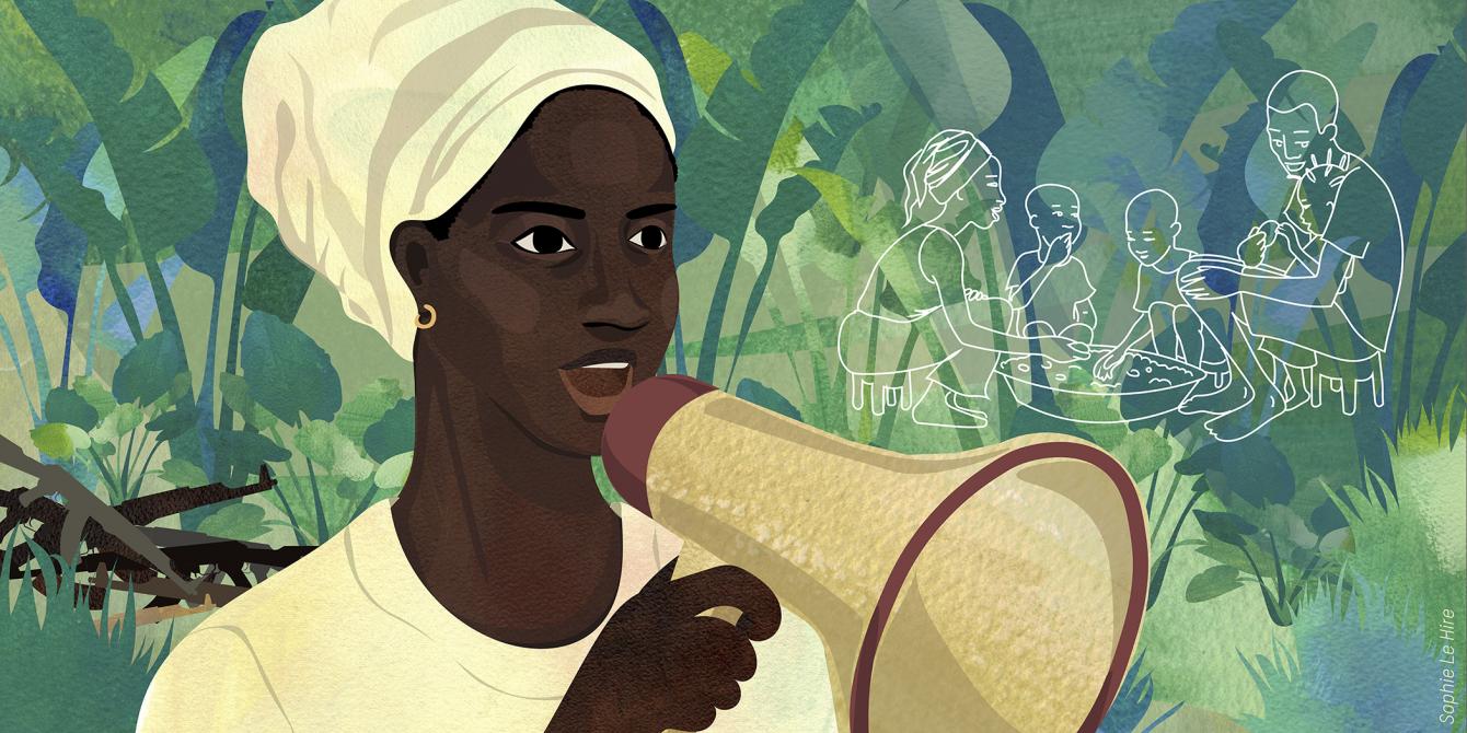 Illustration de Sylvie en République centrafricaine. Crédit : Sophie Le Hire Illustration de Sylvie en République centrafricaine. Crédit : Sophie Le Hire